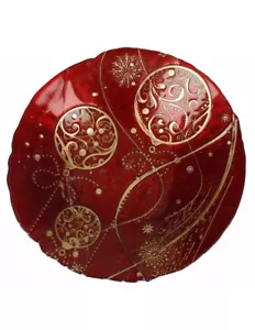 Teller Mittelstück Weihnachten BRANDANI REGALOMAGIA aus Glas 40 cm rot und gold - Bild 1 von 7