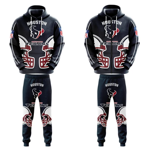 Houston Texans Tracksuit Set 2Pcs Mens Hoodie Sweatpants Jogging Sweatsuit Gift Cover
