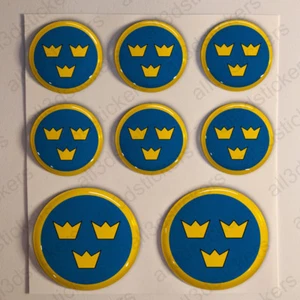 Sweden Stickers Roundel Cockade 3D Resin Domed Air Force Sticker Adhesive - Picture 1 of 1
