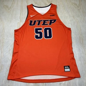 USED 2XL UTEP Miners Nike Basketball Jersey 2017 Orange #50 Team Issue SLIM FIT - Picture 1 of 13