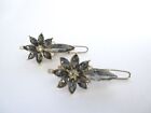 Two small tiny gray crystal flower hair pin clip barrettes fine hair