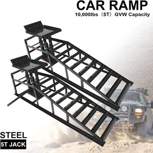 2PCS Auto Car Truck Service Ramp Lift Car Jack Hydraulic Lift Heavy Duty Black - Picture 1 of 11