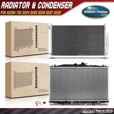 Kit de refrigeración de radiador y condensador de CA para Acura TSX 2004-2008 L4 2,4 L automático Foto 1 de 4