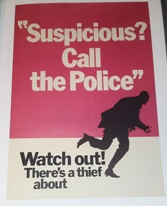 1960's Public Info poster: Suspicious? Call Police, Thief about - Picture 1 of 1