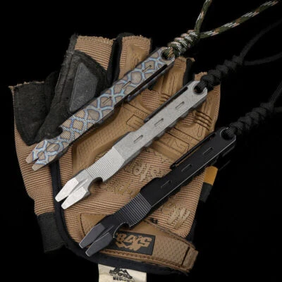 Titanium Crowbar Pry Bar Underreach EDC Multi Tool Bottle Opener Pendant W Clip - Image 1 of 4