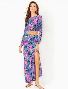 NWT Lilly Pulitzer Size LARGE Maxi Dress Set In Orchid You Not Collection - Picture 1 of 5