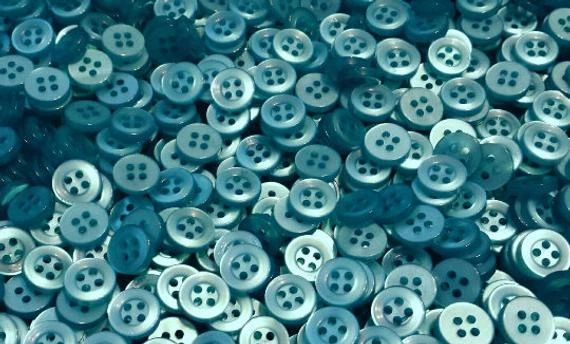 Turquoise Blue Shirt Buttons, size 10mm, 16L, round, flat back, 4 hole - Image 1 of 1