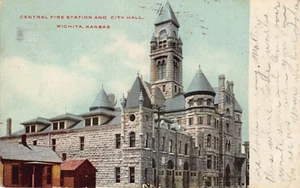 AK KS: Zentrale Feuerwache & Rathaus, Wichita, verschickt 1909 DB (Bäcker) - Bild 1 von 2