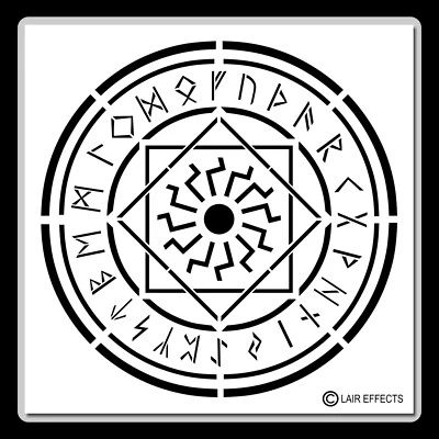 Rueda rúnica 12 X 12 pulgadas PLANTILLA alfabeto rúnico vikingo/pagano/wicca/nórdico/talismán Foto 1 de 4