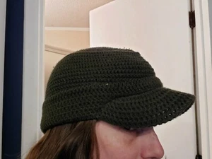 Army Green Olive Cap Knit * Winter Brimmed Hat - Picture 1 of 4
