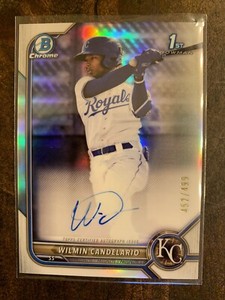 2022 Bowman Chrome Wilmin Candelario Auto /499. Royals Refractor