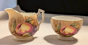 Vintage Aynsley Fine Bone China Cream Pitcher & Sugar Bowl Set Nancy Brunt Fruit - Picture 1 of 11
