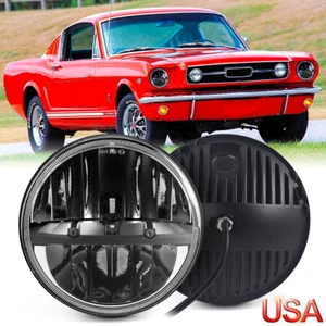 7" Round LED Headlight Hi-Lo Sealed Beam For Ford Mustang 1964-1973 Bronco Pinto - Picture 1 of 15