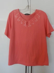 Women's Top by Givony, Size 14, Apricot/ Pink with Silver Embelishment - Picture 1 of 4