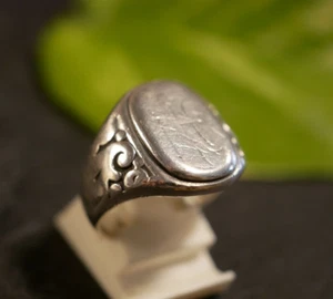 Schöner 835 Silber Ring Siegelring Initialen Monogramm Jugendstil Art Deco - Bild 1 von 12