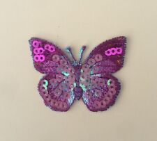 Pink Butterfly Iron/ Sew On Full Embroidered Patch Appliqués Badge