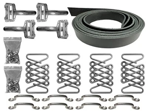Vintage Hood Strap Stainless Steel Deluxe Aftermarket Kit con cuero negro - Imagen 1 de 13