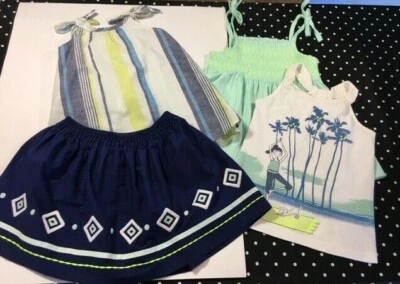 Lote de 6 7 conjunto de halteres Gymboree saia safári azul-petróleo com preço por volume - Imagem 1 de 4