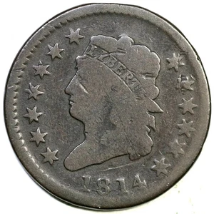 1814 S-294 R-2 Classic Head Large Cent Coin 1c - Bild 1 von 2