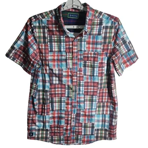 Camisa de golf William Murray para hombre con botones de manga corta a cuadros con retazos pequeña - Imagen 1 de 11