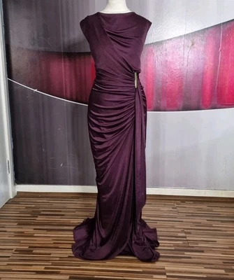 GORGEOUS PHASE EIGHT "DONNA" PLUM JERSEY LONG EVENING DRESS SIZE 14 - Image 1 of 4