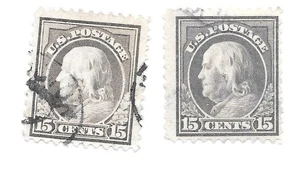 2 Scott 514, 15c Franklin, P11, gebraucht. Rechter Stempel = scharfe Details, linker Stempel = schwach - Bild 1 von 1
