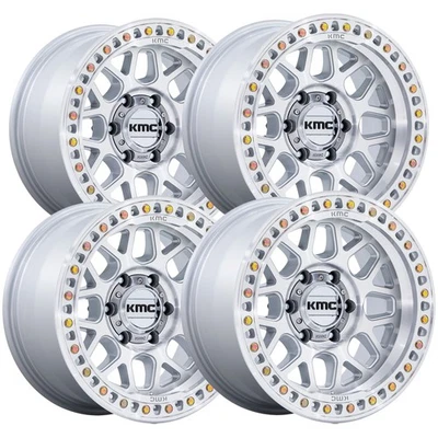 (Set of 4) KMC KM549 GRS 17x8.5 5x5" +0mm Silver Wheels Rims 17" Inch Foto 1 de 4