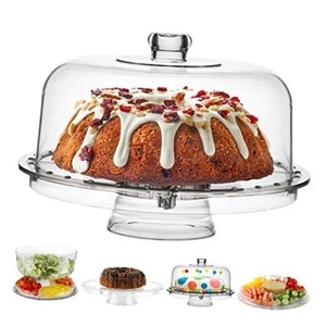 Cake Stand with Dome Cover (6 in 1) Multi-Functional Serving Platter Acrylic - Picture 1 of 7