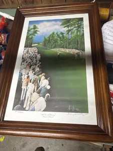Terry Kindley Signed 1985 Print 18th Tee Augusta National 120/5000 COA Framed - Picture 1 of 13