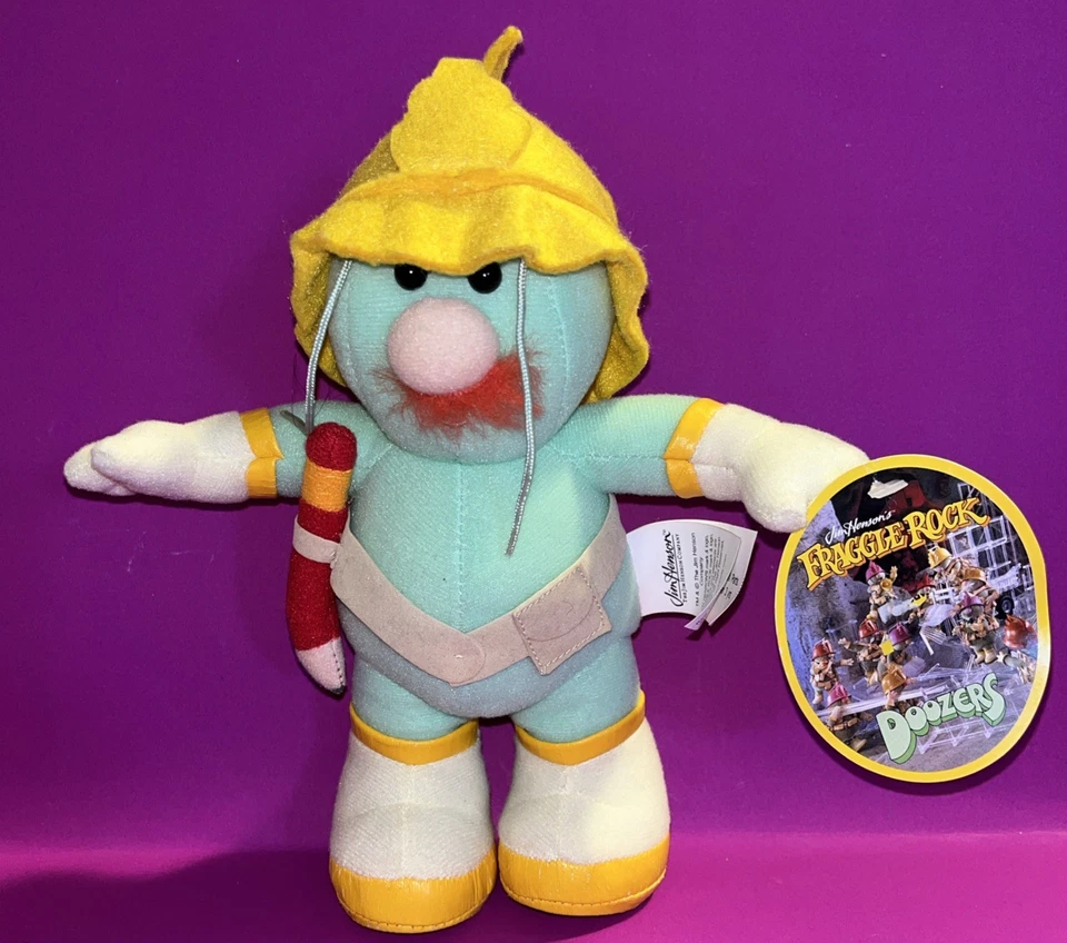 Figura de juguete de peluche Jim Henson's Fraggle Rock Doozers 2004 Sababa Toys sombrero amarillo Foto 1 de 4