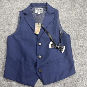 Lolanta Boys Navy Blue Dress Vest Size 160 w/ Bow Tie Kids Formal Wear New NWT - Picture 1 of 7