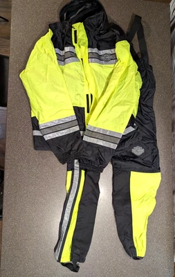 Harley Davidson Rain Suit Men Large L Hi Vis Waterproof Reflective 98355-VM/VT - Image 1 of 4
