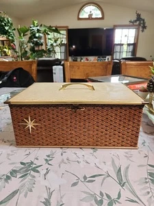 Vintage Excellent Princess Atomic Starburst Sewing Box Mid Century 13.5x8.5x5.5 - Picture 1 of 19