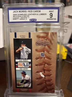 2005 Donruss кожи и пиломатериалов соперников род Carew, Jack Morris R-19 /100 CCG 9 - Изображение 1 из 2