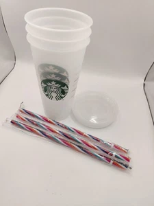 3er Pack Starbucks 24 Oz Clear Venti Cold Cup mit Deckel und Strohhalm - Bild 1 von 5