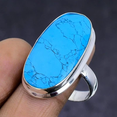Anel de prata esterlina 925 pedra preciosa turquesa Santa Rosa tamanho 10,5 Q574 - Imagem 1 de 2