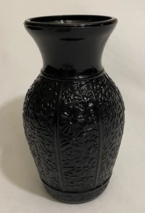 L E Smith Black Amethyst Vase 7.25” Vintage-1930s - Picture 1 of 6