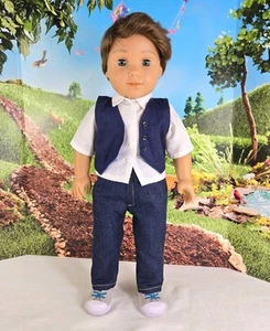 American Girl Logan Everett Boy Doll 2014 Tenneys Friend Outfit Brown Hair - Picture 1 of 17