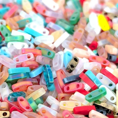 Miyuki Quarter Tila Beads Mixed Colors 5x1.5x1.9mm Rectangle holes 0.8mm 7.2gr - Image 1 of 4