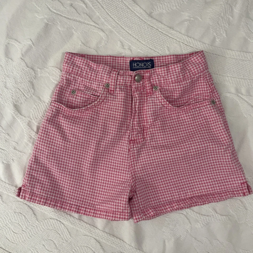 Pantalones Cortos De Colección Honors Rosa Algodón Guinga Niña Talla 7 Verano Años 90’s Foto 1 de 4