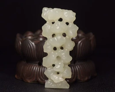 认证天然海天玉雕刻清朝收藏品展示品11154 — 第 1/4 张图片