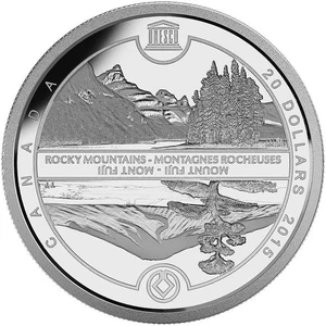 2015 $20 UNESCO at Home & Abroad Mount Fuji & The Canadian Rockies - Pure Silver - Picture 1 of 5