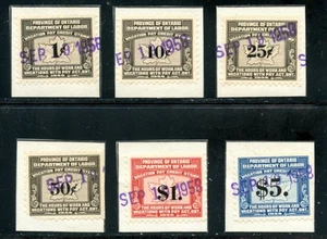 LOT 30972 USED ON PEICE OV1/OV11 ONTARIO VOCATION PAY STAMPS CANADA - Bild 1 von 1