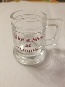 Mini taza vintage de vidrio de chupito soporte para palillo de dientes Stein, publicidad Marqués - Imagen 1 de 5