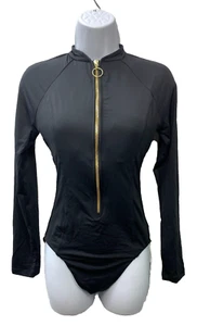 Seafolly Collective Zip Front Surfsuit One Piece EB1449 Long Sleeve Size 8 Black - Picture 1 of 7