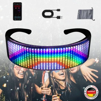 MARKENLOS Smarte LED Partybrille Appsteuerung Bluetooth DIY Textanimation Brille Party DHL