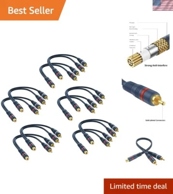 RCA Y Splitter 1 Female to 2 Male - Gold-Plated for High-Fidelity Audio & Video - Image 1 of 4