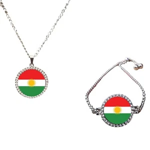 2er Set Kurdistan Silberfarben Armband und Halskette und Geschenkboxen - Bild 1 von 6