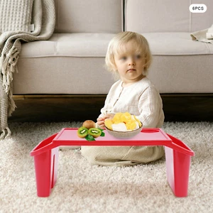 6x Bandeja de desayuno plana de plástico para escritorio para bebés niños con bolsillos laterales para automóvil hogar - Imagen 1 de 21