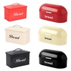 AMERICAN STYLE CURVED LID STEEL BREAD BIN KITCHEN FOOD STORAGE HOMEWARE